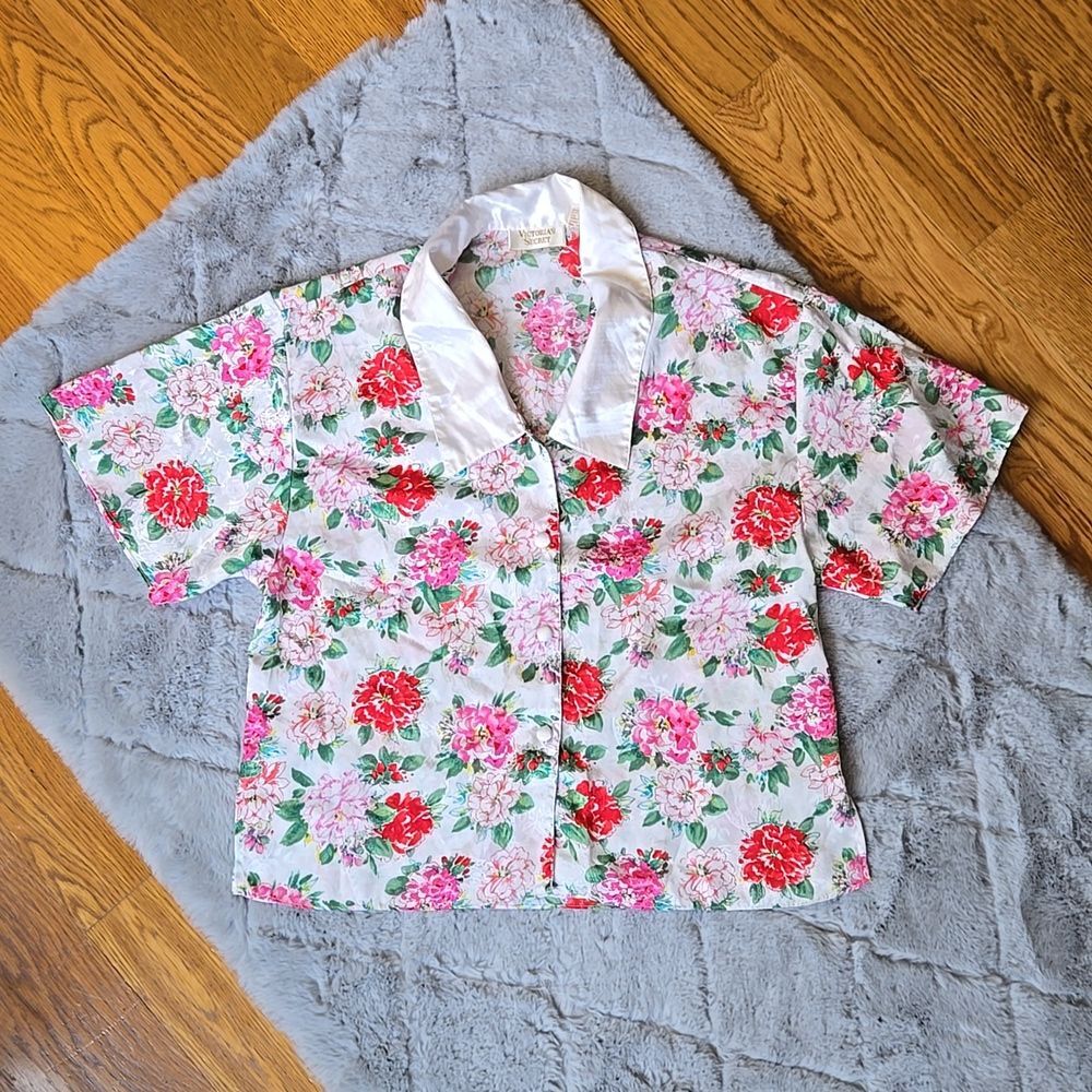 Victoria's Secret Gold Label Vintage Floral Pajama Top, Women's Small